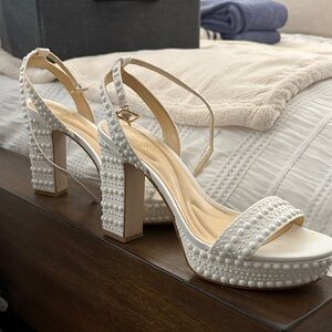 Jessica Simpson White Pearl Block Heels